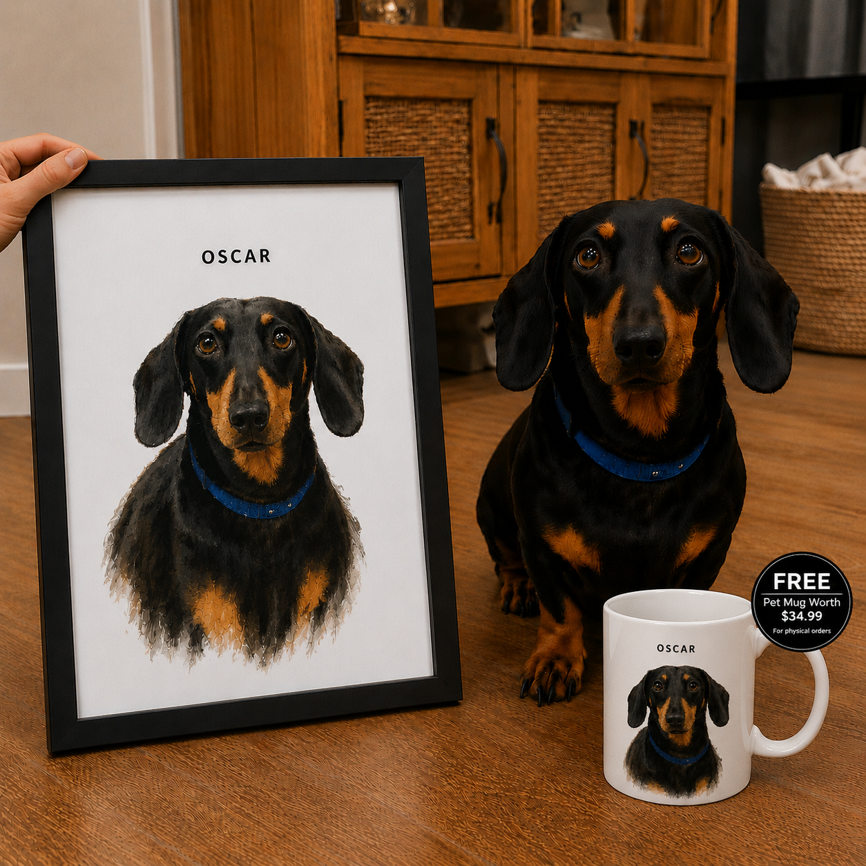 Hand-Illustrated Pet Portraits! Plus Get a Free Matching Mug Worth $34.99